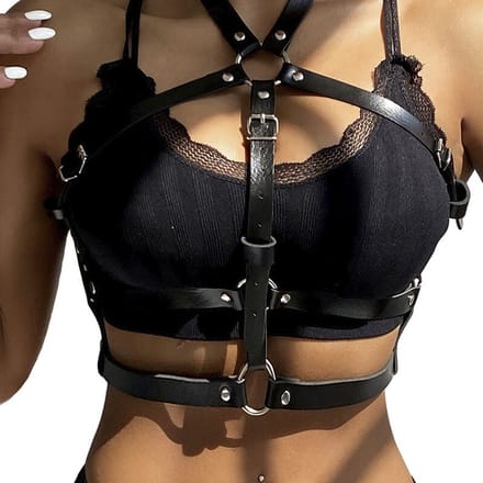 Subblime - Leather Ring Chest Harnas Black One Size