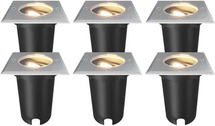 Ledvion Set van 6 LED Grondspot Buiten IP67 10W 230V GU10 vierkant