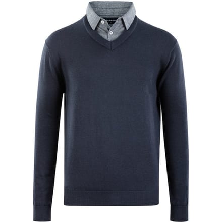 Milanoro - Herenpullover met overhemdkraag - Navy - L