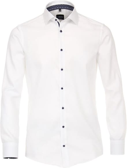 VENTI modern fit overhemd - wit structuur (contrast) - Strijkvrij - Boordmaat: 39 (EU maat: M)