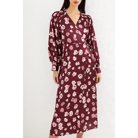 French Connection Bronwen Aleeya Satin Ls Dress Brown Größe: 10 | Midikleider Outlet | Damen | Braun