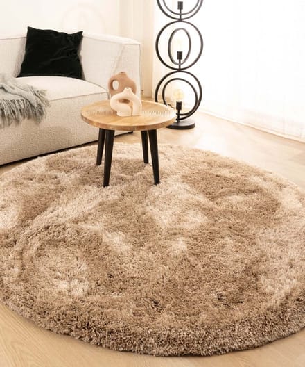 Shaggy vloerkleed rond - Meadow beige 150