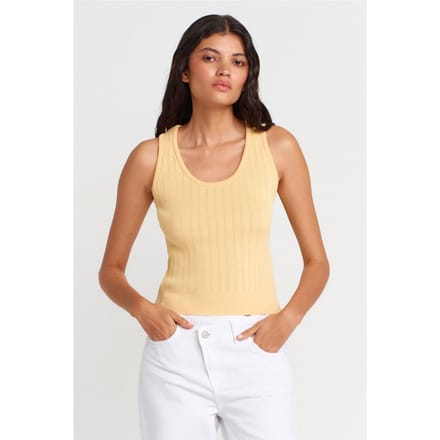 Geribbelde Mouwloze Slim-fit Blouse