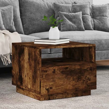 vidaXL - Salontafel - met - LED-verlichting - 50x49x40 - cm - gerookt - eikenkleurig