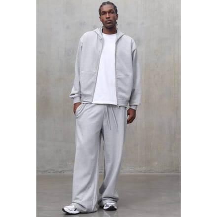 Zware 480gsm Wijdpijp Joggingbroek | Grey Marl | Size XS