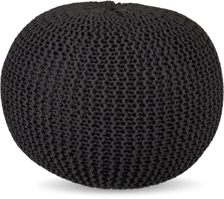 Poef - ⌀ 46 cm - gebreid - donkergijs