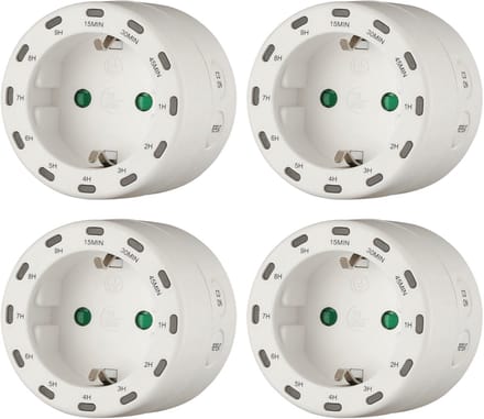 Benson Tijdschakelaar rond - 4x - programmeerbaar tot 9 uur - 2800W - 230 Volt