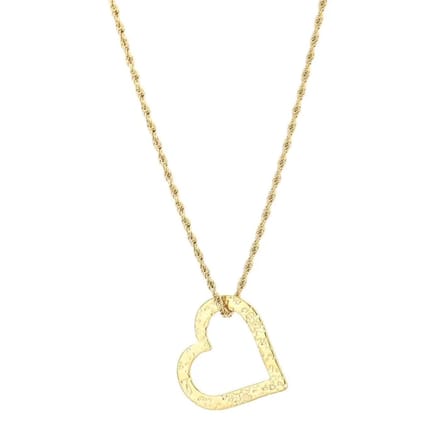 Bijoutheek Collier Gedraaid Hart Gehamerd Goud