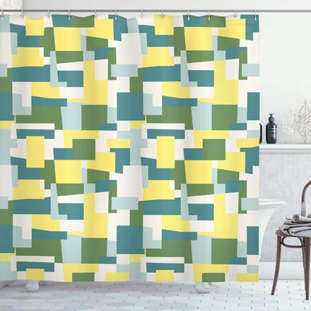 ABAKUHAUS Abstracte Douchegordijn – Geometrisch – 175x200 cm – Multicolor