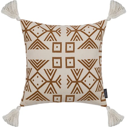 NOVÉE Sierkussen coffee / white tassle | 45 x 45 cm | polyester