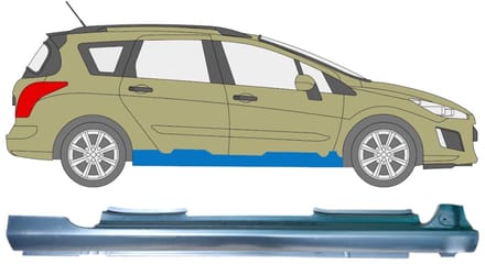 Volledige dorpel voor Peugeot 308 2007-2013 / Rechts