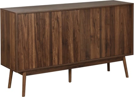 sweeek - Dressoir 2 schuifdeuren houtdecor deels gegroefd 150cm - linear