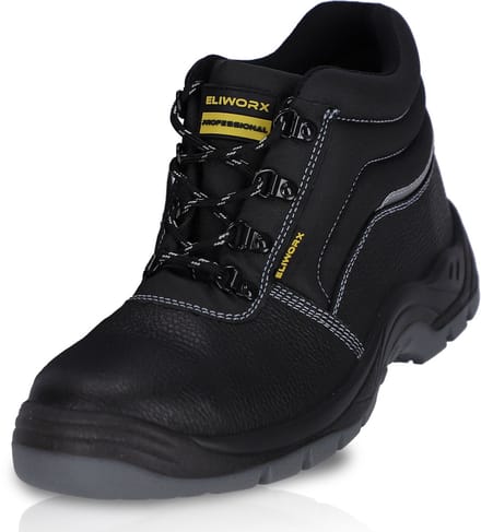ELIWORX Herren Sicherheitsschuhe S3 SR - Terra High - Mit Stahlkappe Schwarz 41