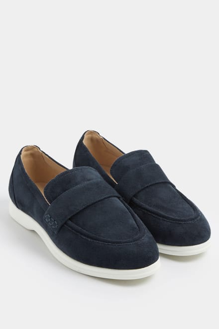 Yours Marineblauwe Imitatiesuède Loafers In Extra Brede Pasvorm Eeesize 41EEE