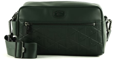 LACOSTE Leren Schoudertas Nomogramme Crossover Bag Sinople Donkergroen