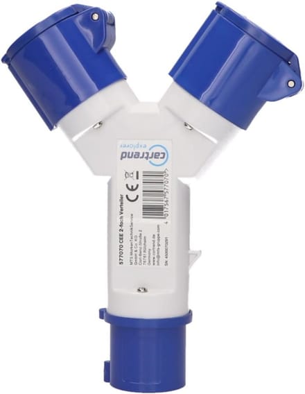 Meervoudige CEE verdeler met klapdeksel - 1 CEE-stekker & 2 CEE-koppelingen voor 220-250V