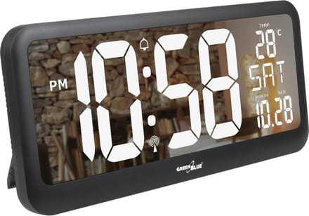 GreenBlue - Digitale klok met temperatuursensor LED display - 37x17cm