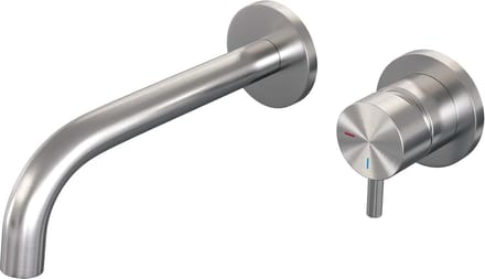 Brauer Brushed Edition Wastafelmengkraan inbouw - gebogen uitloop links - hendel kort smal - model B 1 - PVD - geborsteld RVS
