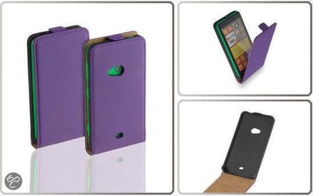 LELYCASE Lederen Flip Case Cover Hoesje Nokia Lumia 625 Paars