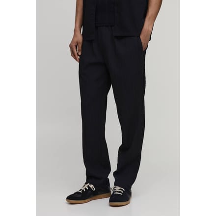 Relaxed Fit Broek Met Onregelmatige Plooitextuur | Black | Size Small