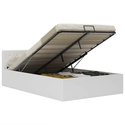 vidaXL - Bedframe - met - opbergruimte - hydraulisch - kunstleer - wit - 120x200 - cm