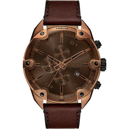 Diesel SPIKED Heren Horloge 49 mm - Bruin