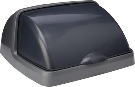Ronde Afvalemmer met Roldeksel voor 25 Liter, Met Kantelbare Deksel, Metaalgrijs