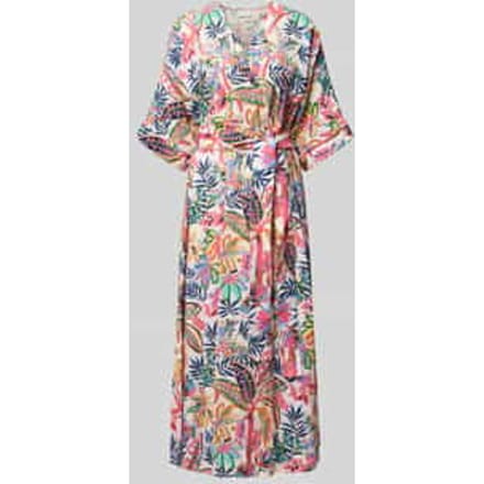 midi-jurk van viscosemix met florale all-over print