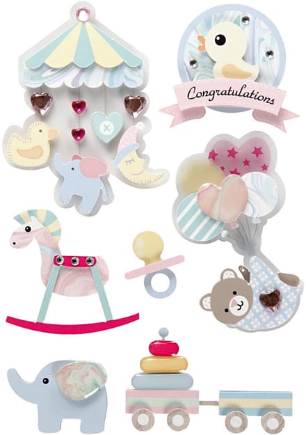 3D stickers, baby, H: 25-70 mm, B: 20-55 mm, dikte 7 mm, 8 stuk/ 1 doos