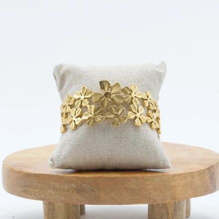 Bangle - Armband - Goudkleur - Stainless steel - Bloemen