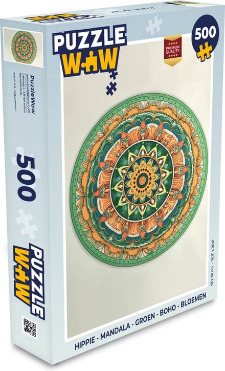 Puzzel Hippie - Mandala - Groen - Boho - Bloemen - Legpuzzel - Puzzel 500 stukjes