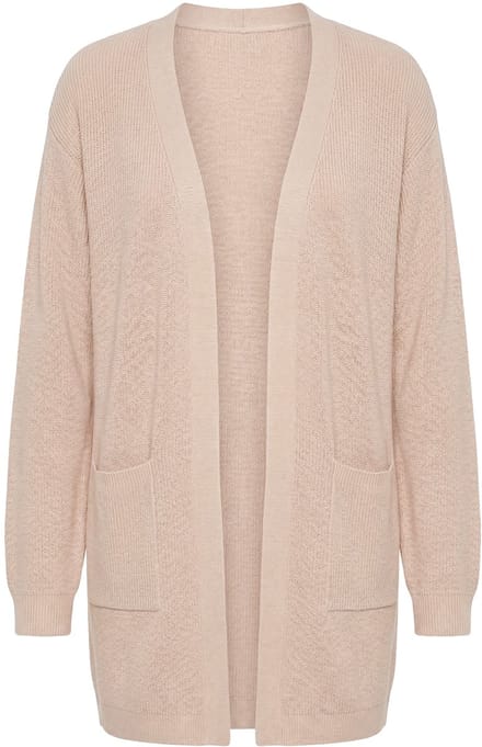 Ulla Popken - Dames - Cardigan zonder rits lange mouwen - Beige gemêleerd - Maat 50+
