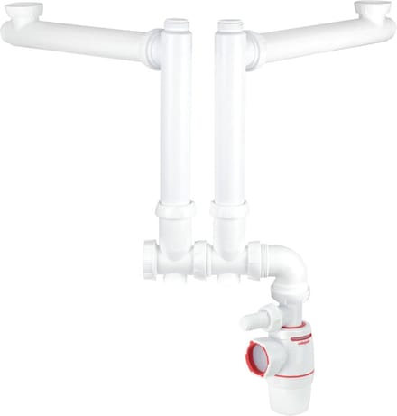 Witte Sifon D40 voor Dubbele Wastafel - Luchtregulerend & Anti-geur
