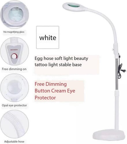 Loeplamp Standby - 16x vergrootglas - Opaal Oogbeschermer - Met Verstelbare Slang - Wit