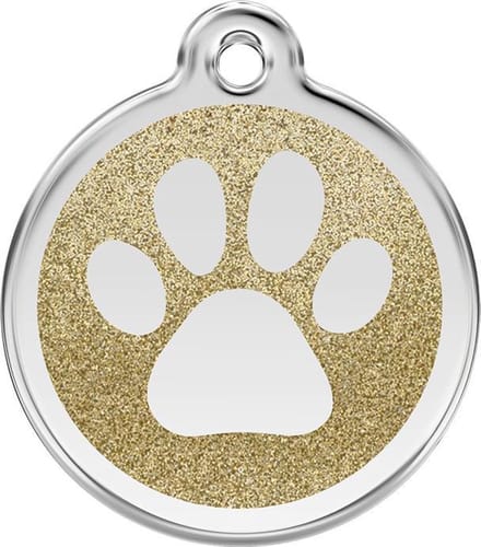 Red Dingo Hondenpenning 20 mm pootje glitter goudkleurig
