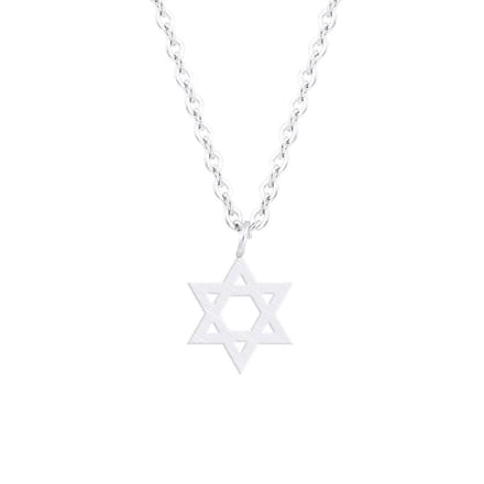 Ketting met hanger Davidster zilverkleur.