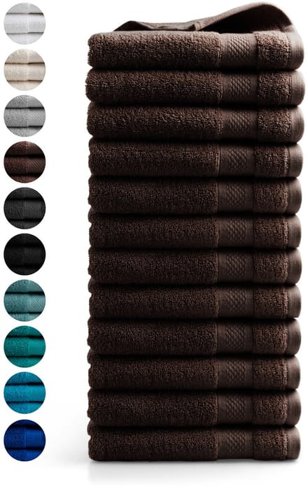 DoubleDry Handdoeken 50 x 100 - set van 12 - Hotel kwaliteit 500 g/m2 - 12x Chocoladebruin
