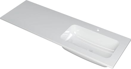 INK Faktor wastafel polystone rechts met 1 kraangat, 140x45x1,5cm, glans wit