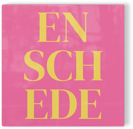 Tegeltje Enschede - roze geel - tegeltje stad - tegeltje met tekst