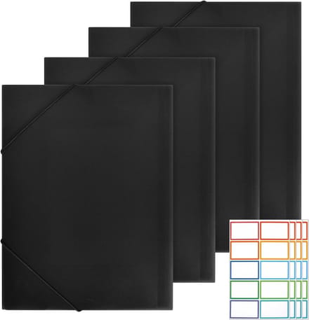 A4 Elastische Mappen Set van 4 - Kunststof Map - Inclusief Elastiek - Perfect voor Documenten - ShopVlot