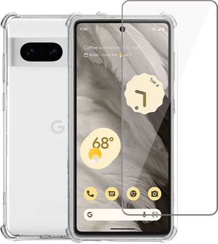 Geschikt voor Google Pixel 7 Hoesje + Screenprotector – Gehard Glas Cover +Shock Proof Case – Transparant