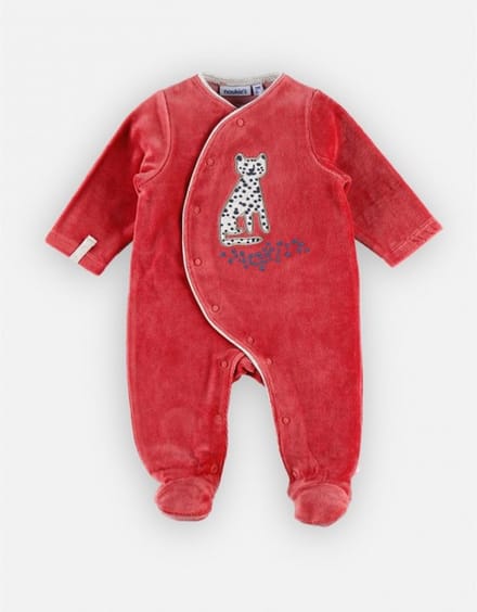 Noukie's - Pyjama - Velour - Meisje - Donkerroos - 80 - 12 maand