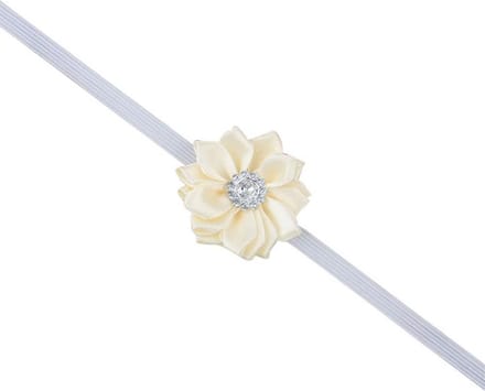 Haarband dun met mooie bloem - Creme