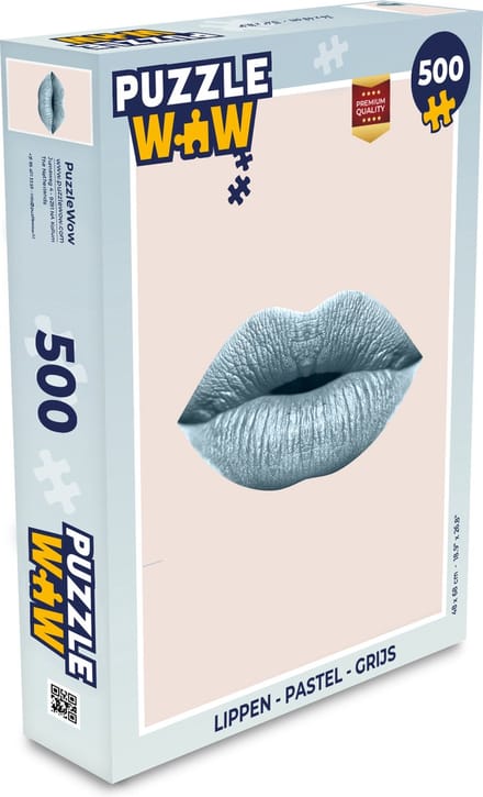 Puzzel Lippen - Pastel - Grijs - Legpuzzel - Puzzel 500 stukjes