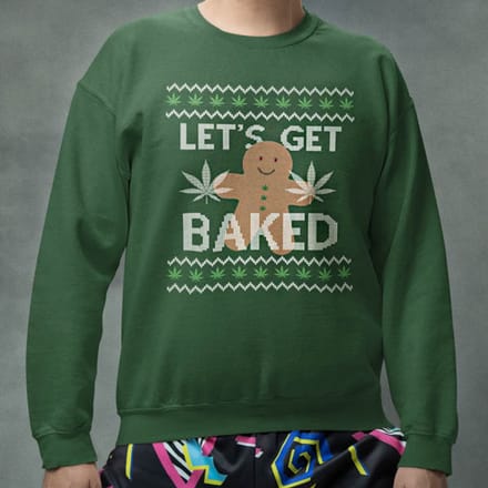 Foute Kerst Trui Groen Let's Get Baked M