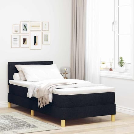 vidaXL - LED - Box - Spring - Bed - met - hoofdeinde - Zwart - 100 - x - 200 - cm - Stof