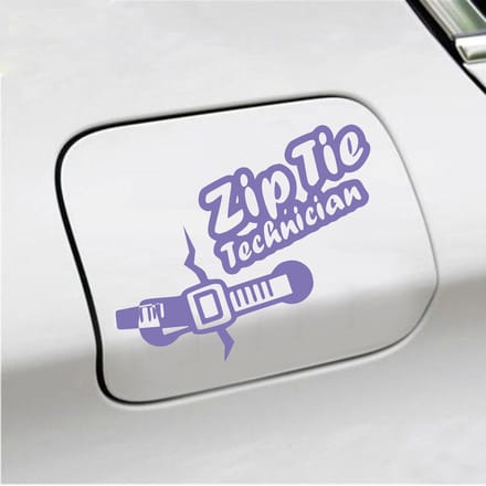 Bumpersticker - Zip Tie Technician - 11,2 X 14,8 - Paars