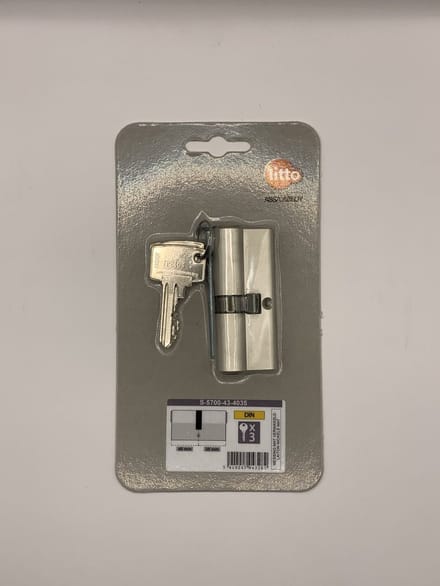CILINDER, MESSING, VERNIKKELD 70mm + 3 sleutels