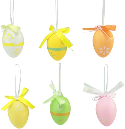 Decoratieve hanger plastic paaseieren om op te hangen 4×5,5 cm 12 st,