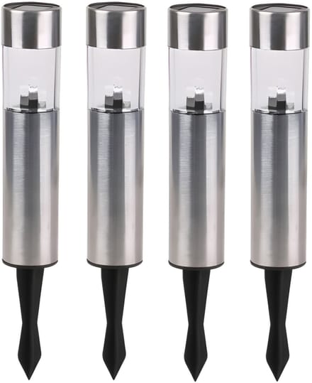 Sunnydays Tuinlampen / prikspot Solar Solento - 4x - zilver - RVS - waterbestendig - 30 cm